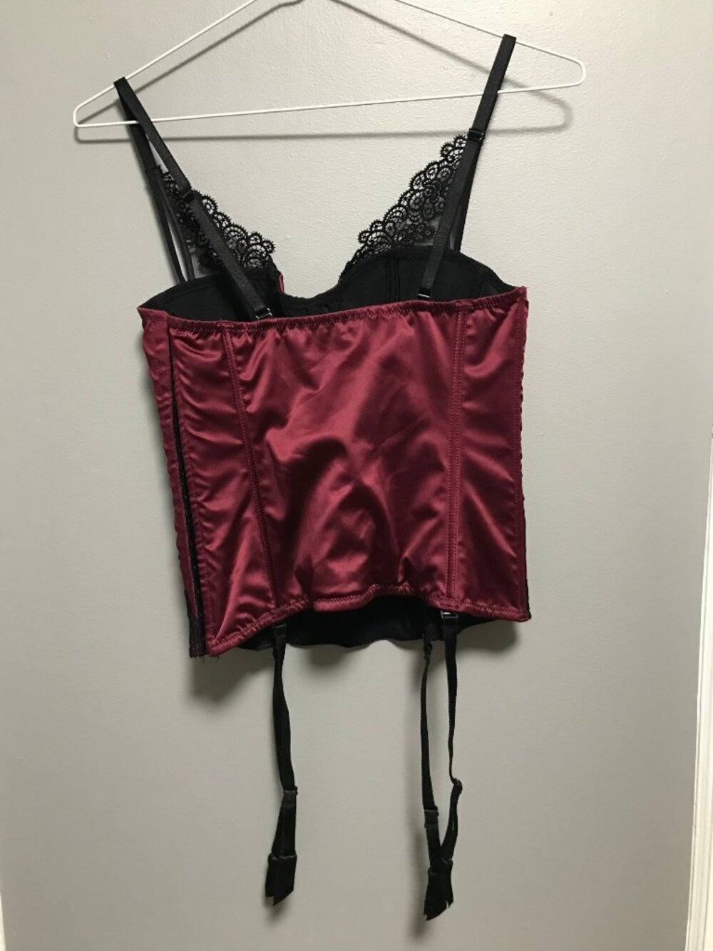 Goth Victorian Corset Bustier lot XS Black Burgundy Velvet Satin Chantelle Senza - Picture 3 of 12
